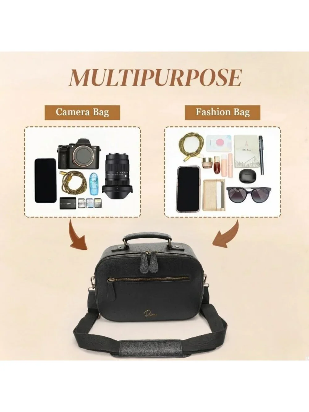 Waterproof Crossbody Camera Sling Bag, Shockproof Case for DSLR/SLR/Mirrorless